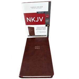 NKJV Single-Column Verse-by-Verse Reference Bible Brown Leathersoft